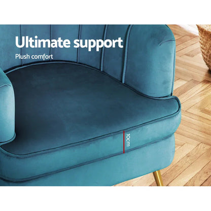 Artiss Armchair Velvet Blue Norvia - Mekamart Australia