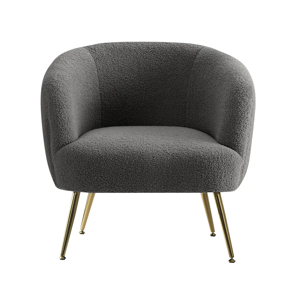 Artiss Armchair Lounge Chair Accent Chairs Arm Armchairs Sherpa Boucle Charcoal - Mekamart Australia