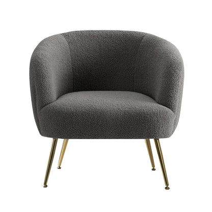 Artiss Armchair Lounge Chair Accent Chairs Arm Armchairs Sherpa Boucle Charcoal - Mekamart Australia