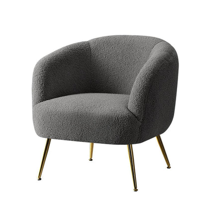 Artiss Armchair Lounge Chair Accent Chairs Arm Armchairs Sherpa Boucle Charcoal - Mekamart Australia
