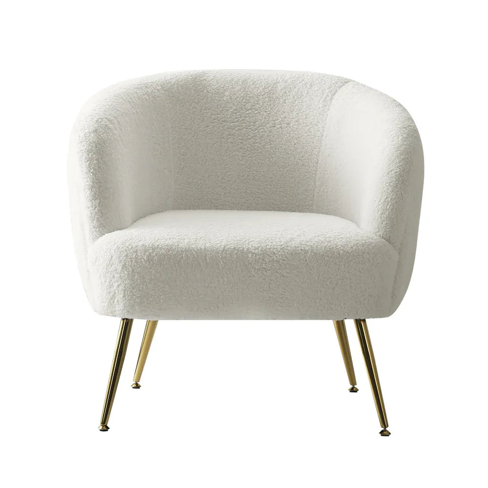 Artiss Armchair Lounge Chair Accent Chairs Armchairs Sherpa Boucle Sofa White - Mekamart Australia