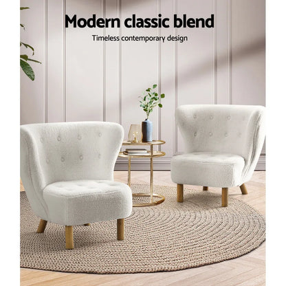 Artiss Armchair Lounge Accent Chair Armchairs Couch Chairs Sofa Bedroom White - Mekamart Australia
