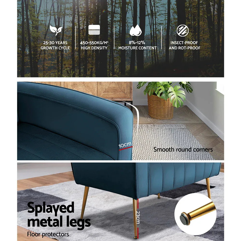 Artiss Armchair Navy Velvet Kate - Mekamart Australia