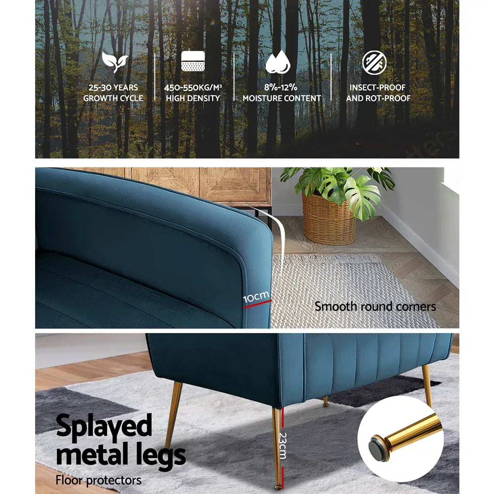 Artiss Armchair Navy Velvet Kate - Mekamart Australia