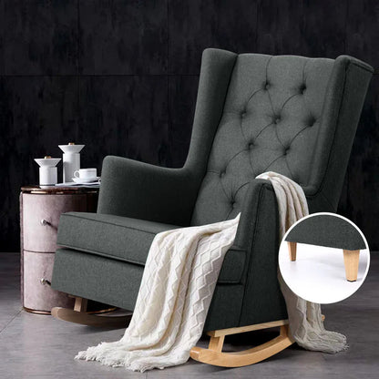 Artiss Rocking Chair Armchair Linen Fabric Charcoal Gaia - Mekamart Australia