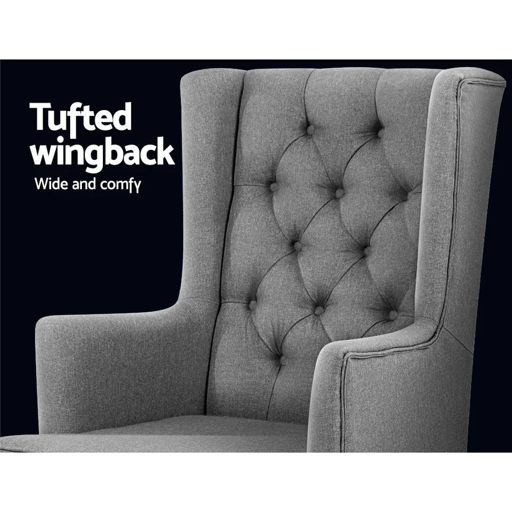 Artiss Rocking Chair Armchair Linen Fabric Grey Gaia - Mekamart Australia