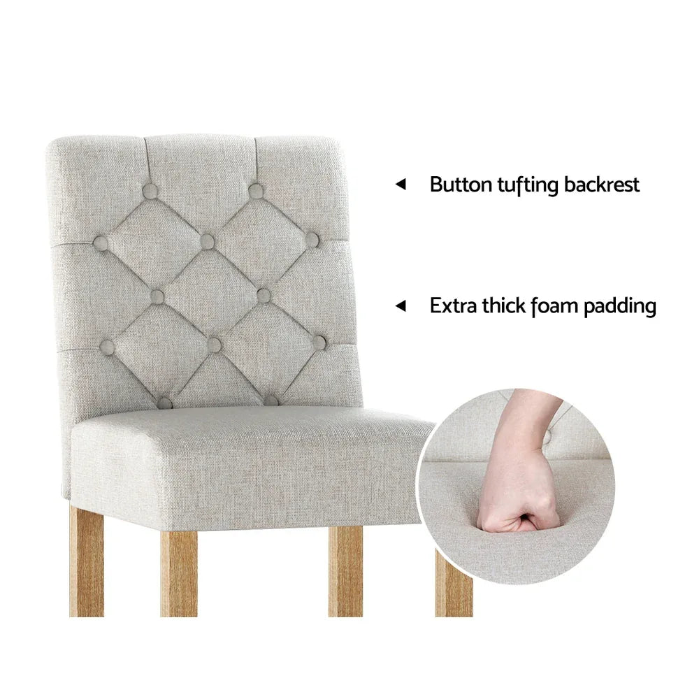 Artiss 2x Bar Stools Linen Upholstered Chairs - Mekamart Australia