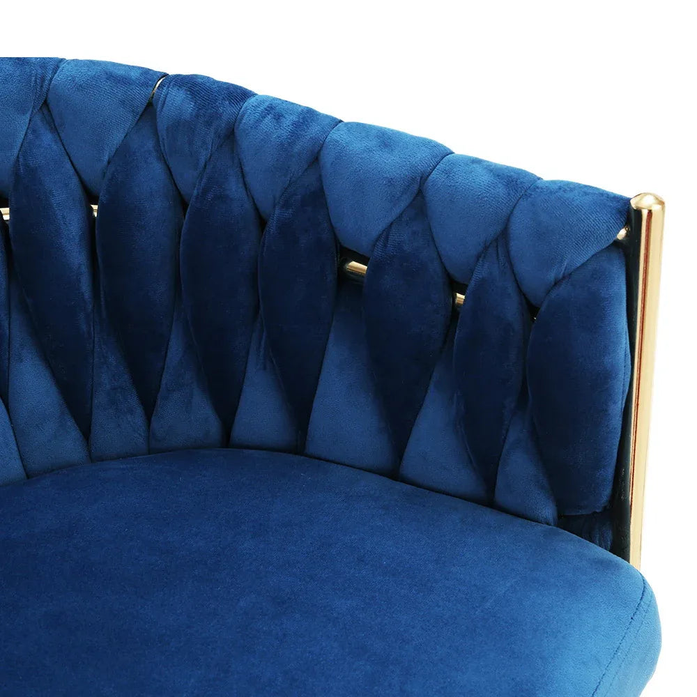 Artiss Dining Chair Velvet Weaving Armchair Blue - Mekamart Australia