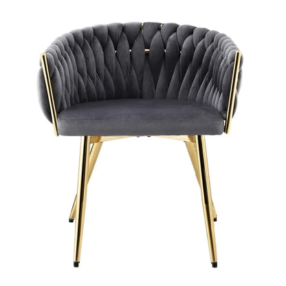 Artiss 1x Dining Chair Armchair Cafe Kitchen Lounge Chairs Velvet Weaving Grey - Mekamart Australia