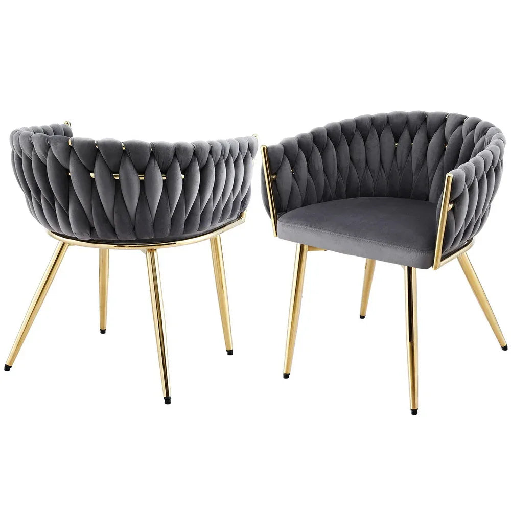 1 Set of 2 Artiss Dining Chairs Velvet Armchair Grey - Mekamart Australia