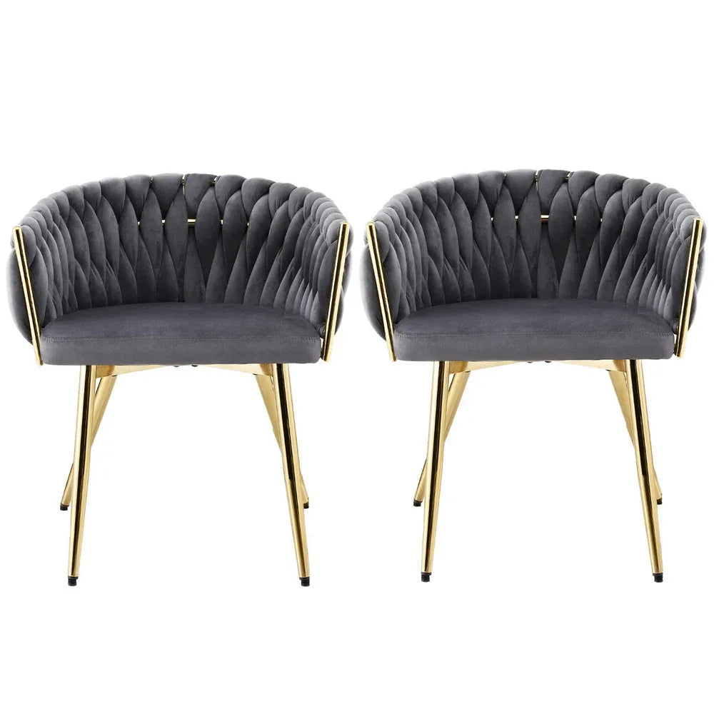 1 Set of 2 Artiss Dining Chairs Velvet Armchair Grey - Mekamart Australia