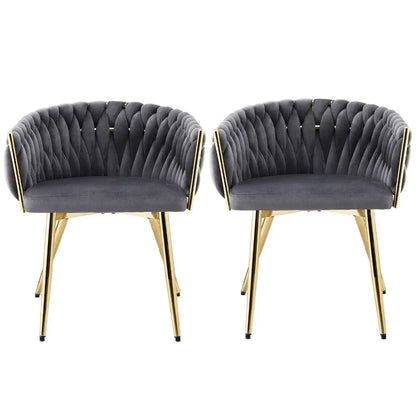 1 Set of 2 Artiss Dining Chairs Velvet Armchair Grey - Mekamart Australia