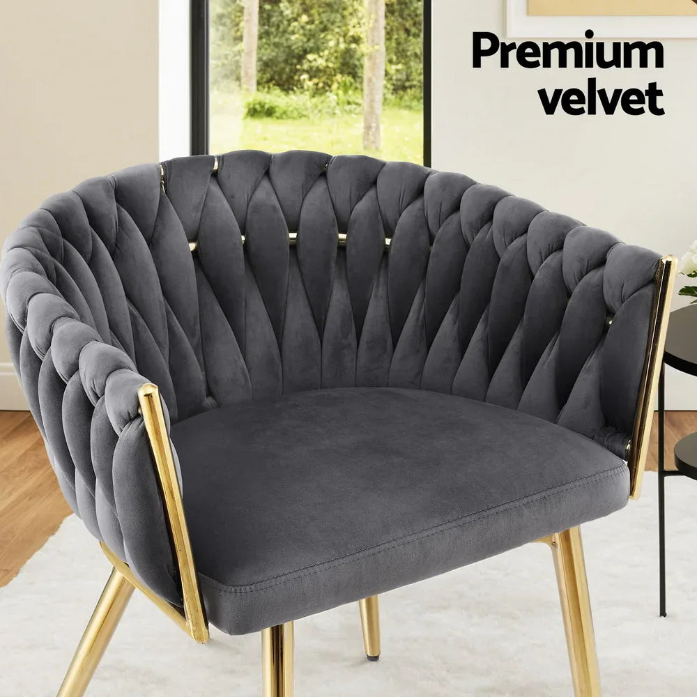 1 Set of 2 Artiss Dining Chairs Velvet Armchair Grey - Mekamart Australia