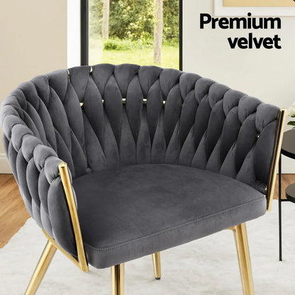 1 Set of 2 Artiss Dining Chairs Velvet Armchair Grey - Mekamart Australia