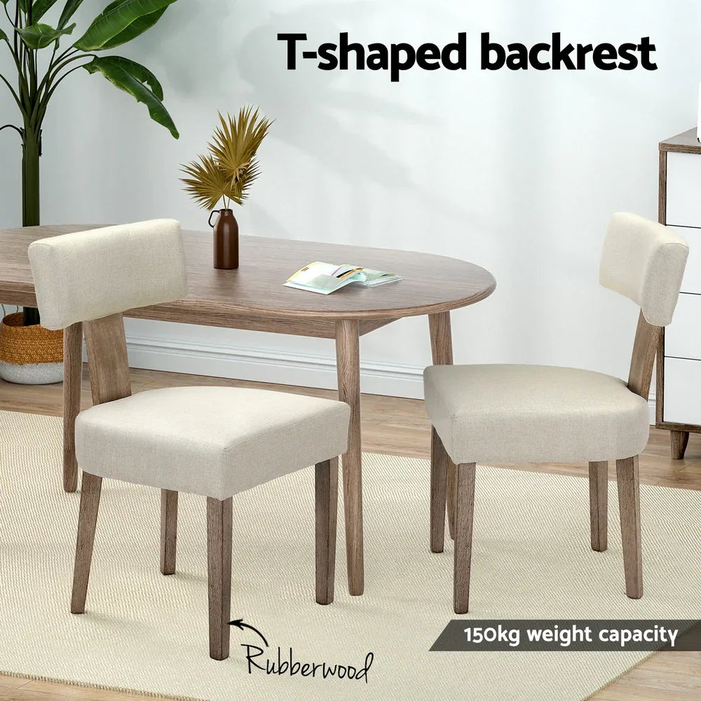 Artiss Dining Chairs Set of 4 Linen Fabric Wooden Beige - Mekamart Australia