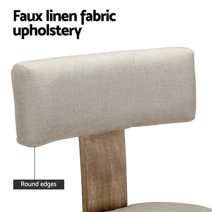 Artiss Dining Chairs Set of 4 Linen Fabric Wooden Beige - Mekamart Australia