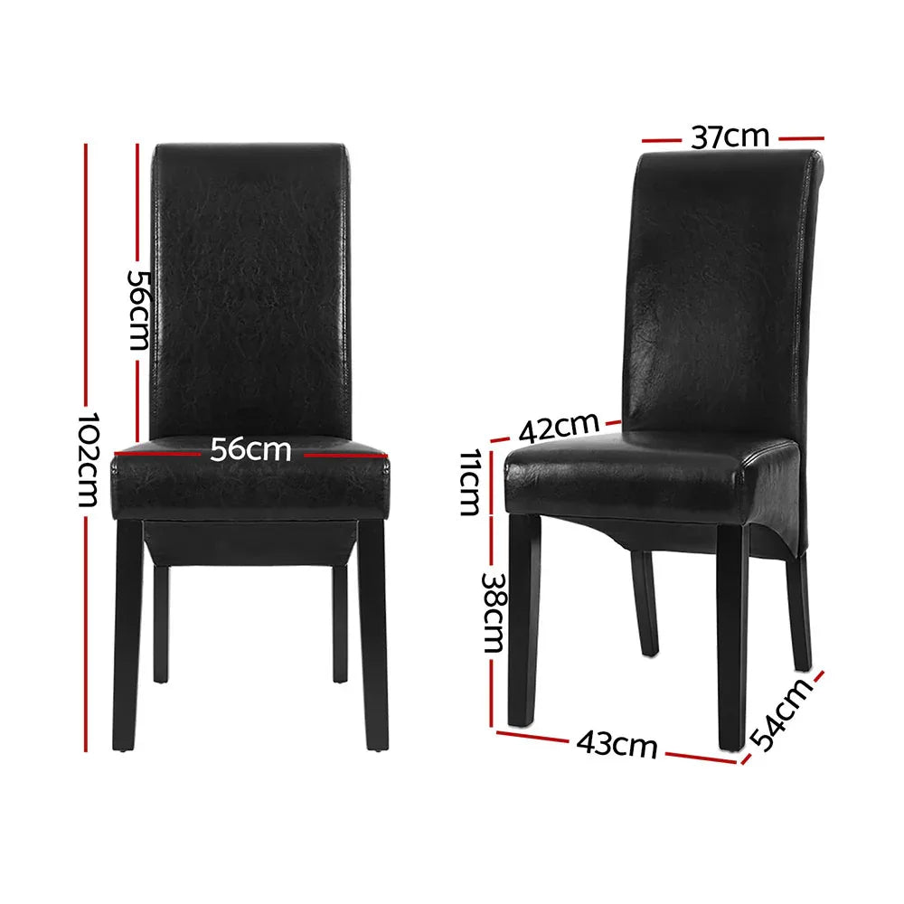 Artiss Dining Chairs Set of 2 Leather Parsons Chair Black - Mekamart Australia
