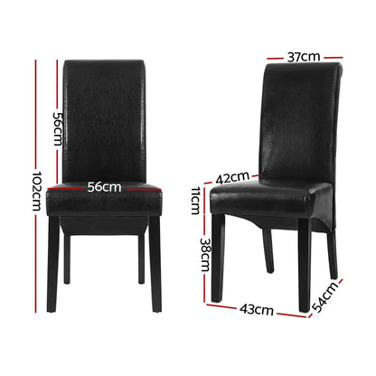 Artiss Dining Chairs Set of 2 Leather Parsons Chair Black - Mekamart Australia