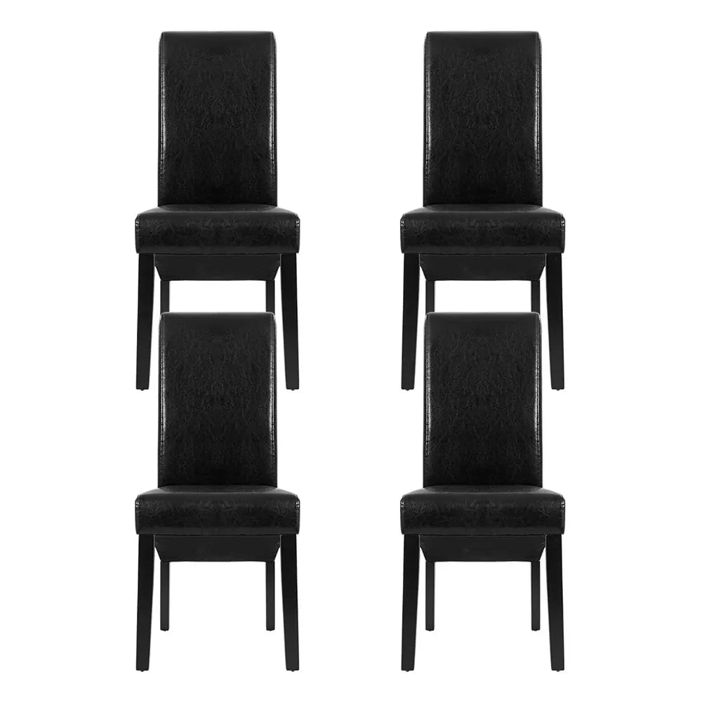 Artiss Dining Chairs Set of 2 Leather Parsons Chair Black - Mekamart Australia