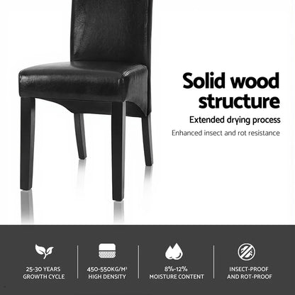 Artiss Dining Chairs Set of 2 Leather Parsons Chair Black - Mekamart Australia