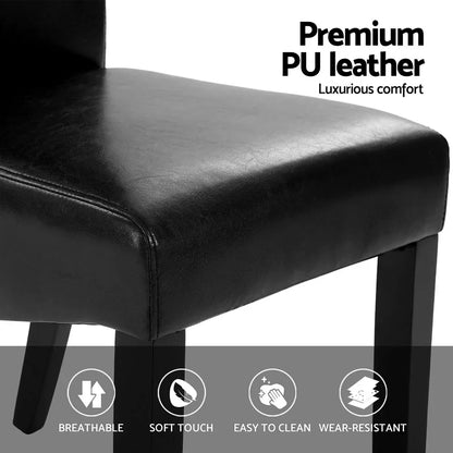 Artiss Dining Chairs Set of 2 Leather Parsons Chair Black - Mekamart Australia