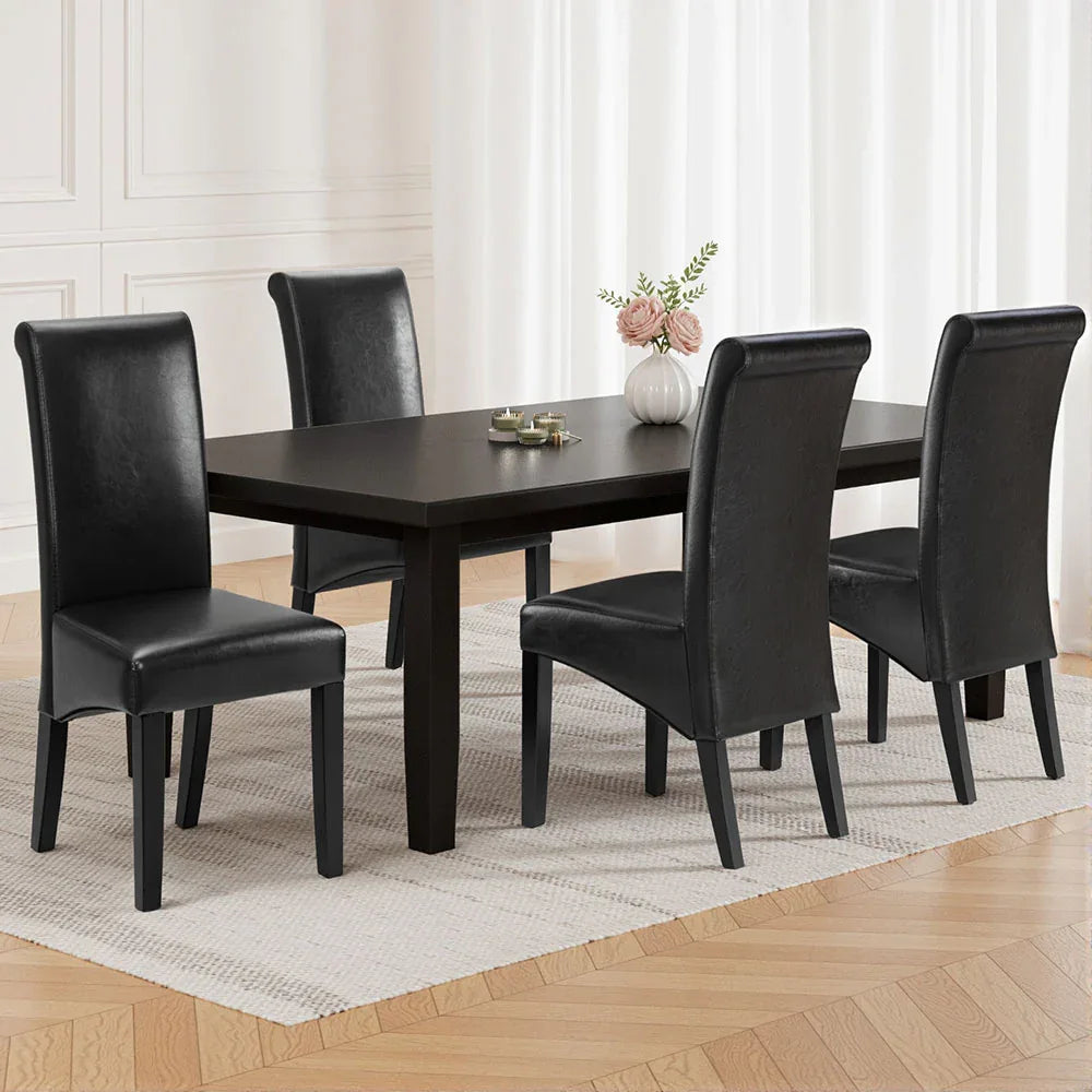 Artiss Dining Chairs Set of 2 Leather Parsons Chair Black - Mekamart Australia