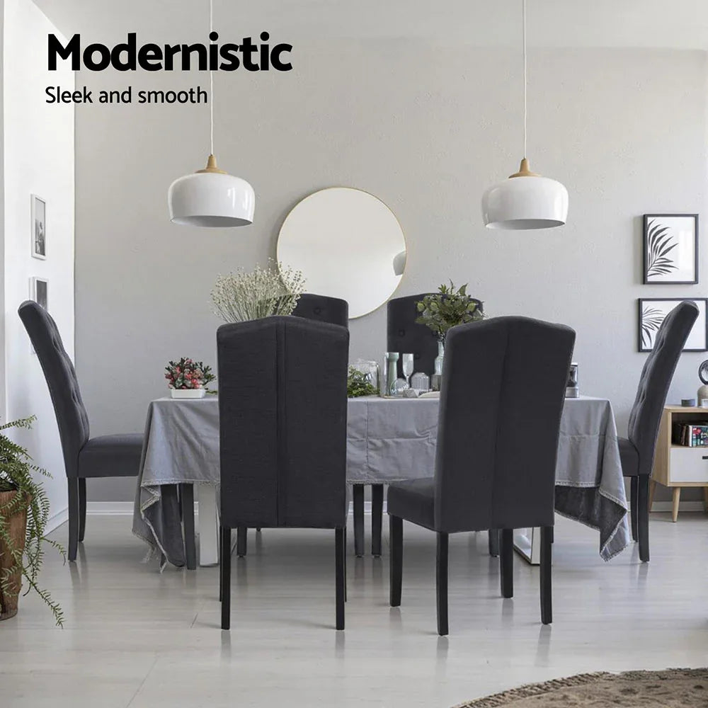 Artiss Dining Chairs Set of 4 Linen Parsons Chair Dark Grey - Mekamart Australia