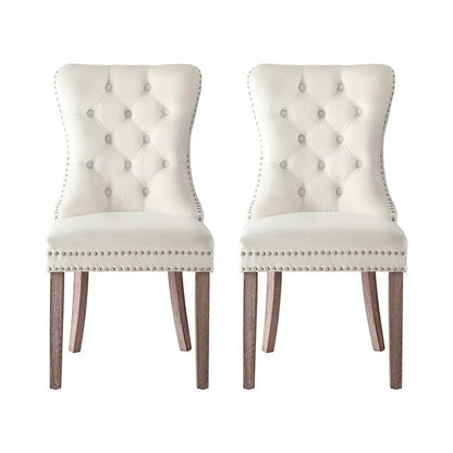 1 Set of 2 Artiss Dining Chairs Beige Velvet - Mekamart Australia