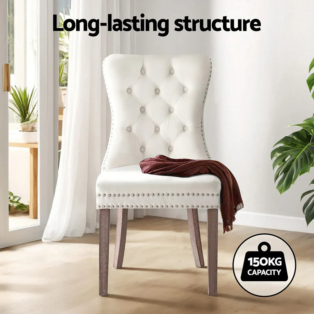 1 Set of 2 Artiss Dining Chairs Beige Velvet - Mekamart Australia