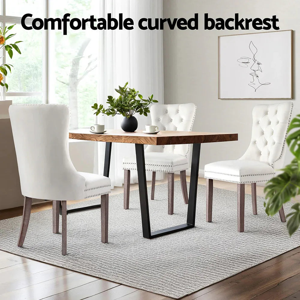 1 Set of 2 Artiss Dining Chairs Beige Velvet - Mekamart Australia