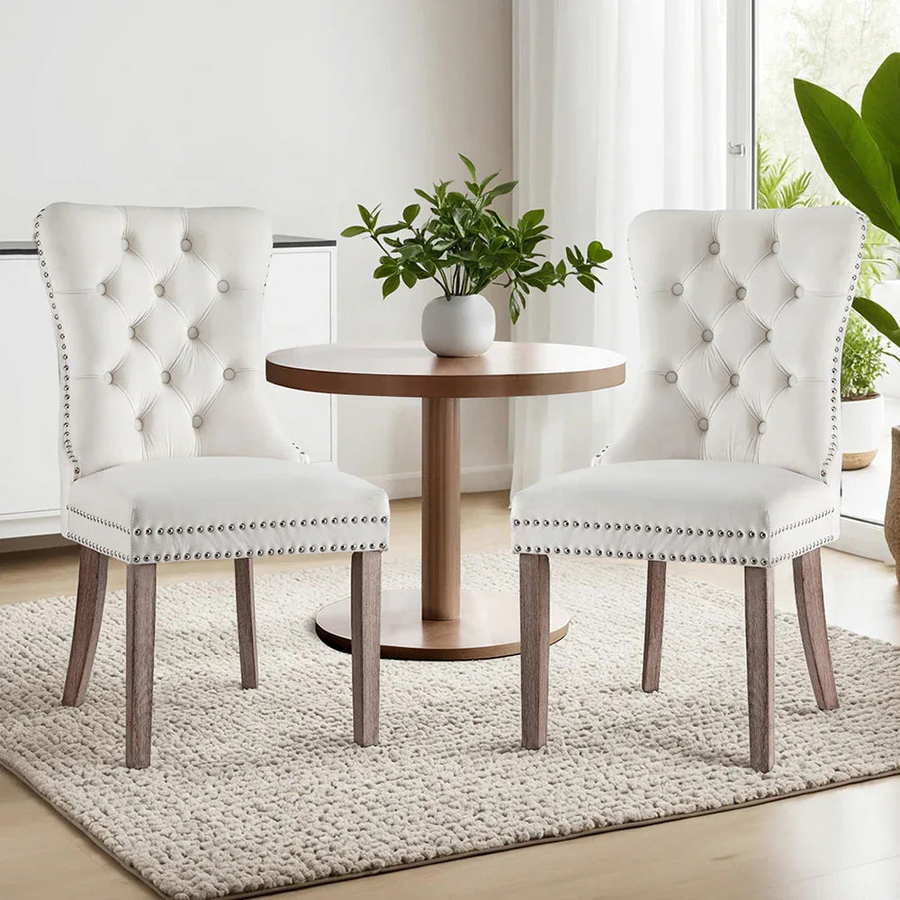 1 Set of 2 Artiss Dining Chairs Beige Velvet - Mekamart Australia