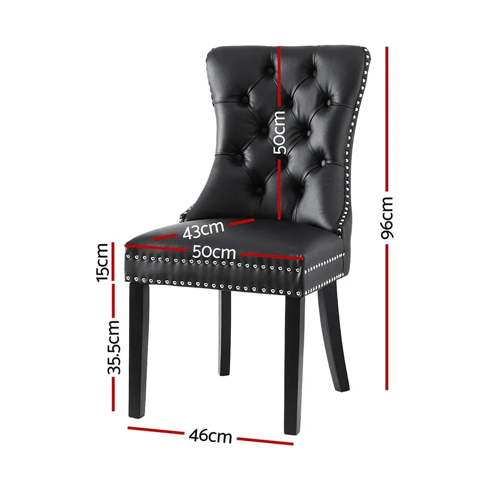 1 Set of 2 Artiss Dining Chairs Black Leather - Mekamart Australia