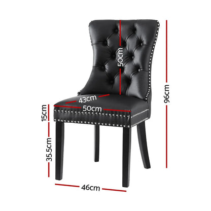 1 Set of 2 Artiss Dining Chairs Black Leather - Mekamart Australia