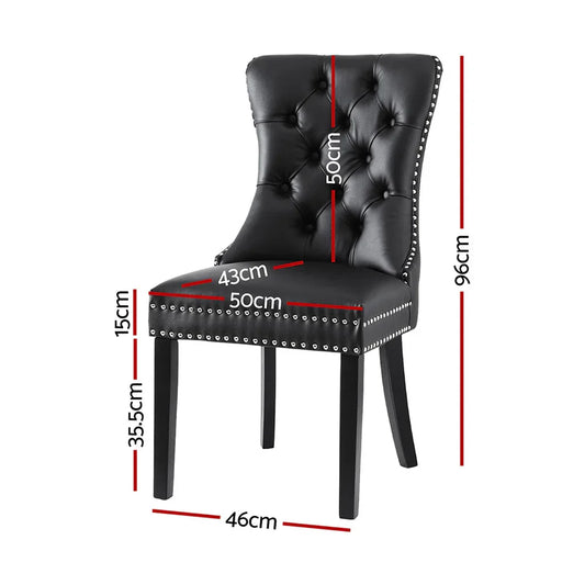 1 Set of 2 Artiss Dining Chairs Black Leather - Mekamart Australia