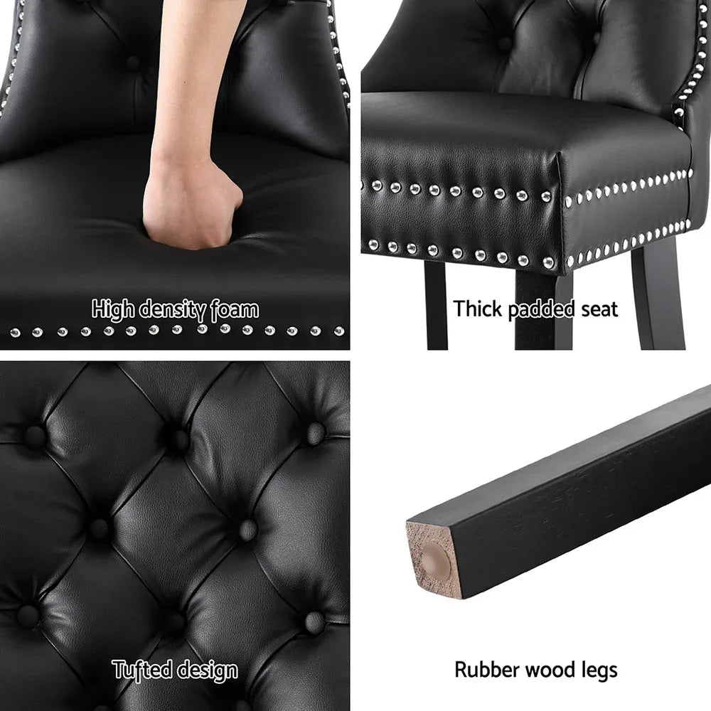 1 Set of 2 Artiss Dining Chairs Black Leather - Mekamart Australia