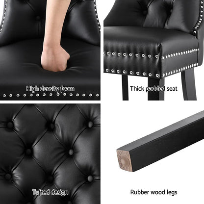 1 Set of 2 Artiss Dining Chairs Black Leather - Mekamart Australia