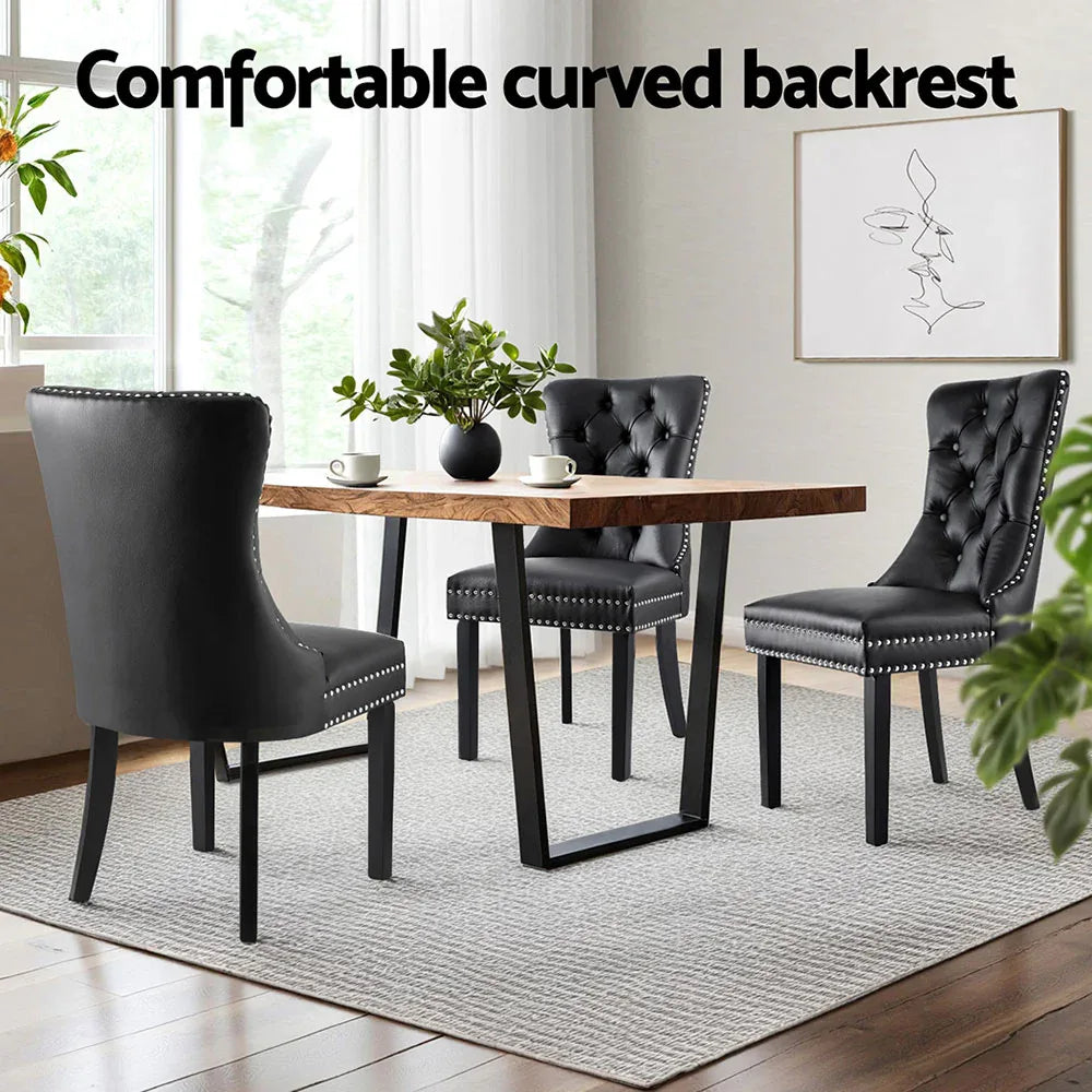 1 Set of 4 Artiss Dining Chairs Black Leather - Mekamart Australia