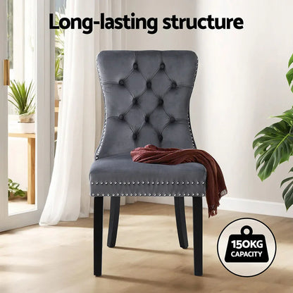 1 Set of 2 Artiss Dining Chairs Grey Velvet - Mekamart Australia