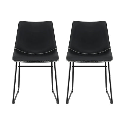Artiss 2x Dining Chairs Retro PU Leather Kitchen Lounge Cafe Accent Chair Black - Mekamart Australia
