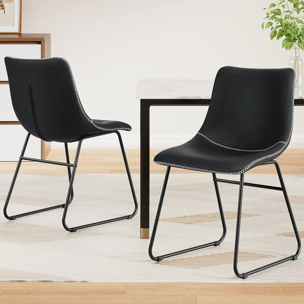 Artiss 2x Dining Chairs Retro PU Leather Kitchen Lounge Cafe Accent Chair Black - Mekamart Australia