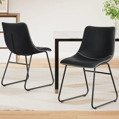 Artiss 2x Dining Chairs Retro PU Leather Kitchen Lounge Cafe Accent Chair Black - Mekamart Australia