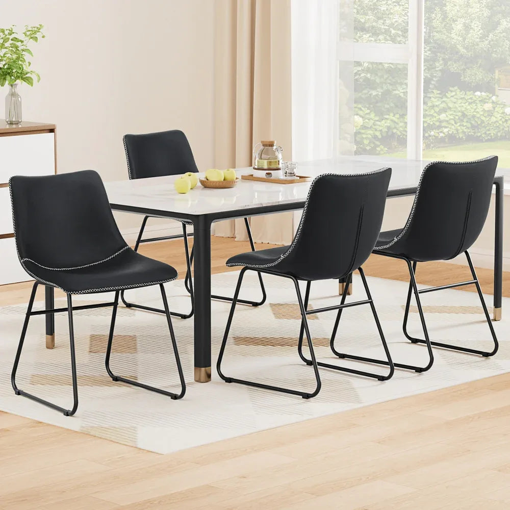 Artiss 4x Dining Chairs Retro PU Leather Kitchen Lounge Cafe Accent Chair Black - Mekamart Australia