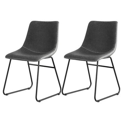Artiss 2x Dining Chairs Retro PU Leather Kitchen Lounge Cafe Accent Chair Grey - Mekamart Australia