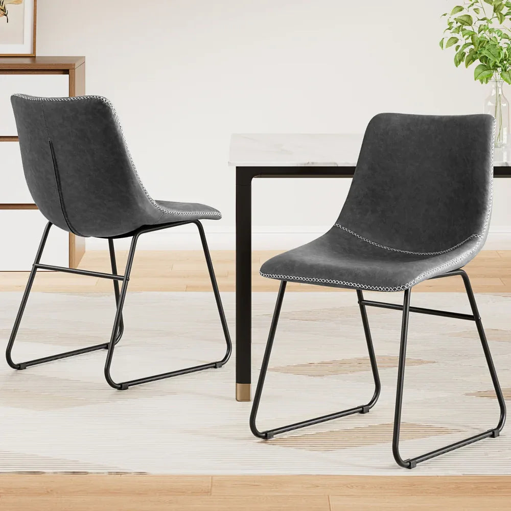 Artiss 2x Dining Chairs Retro PU Leather Kitchen Lounge Cafe Accent Chair Grey - Mekamart Australia