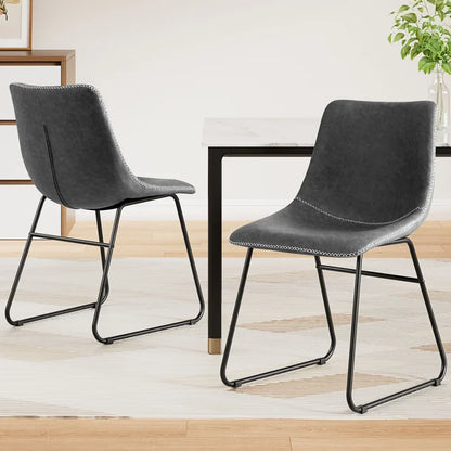 Artiss 2x Dining Chairs Retro PU Leather Kitchen Lounge Cafe Accent Chair Grey - Mekamart Australia