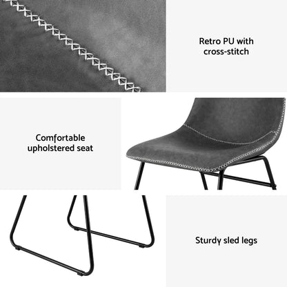 Artiss 4x Dining Chairs Retro PU Leather Kitchen Lounge Cafe Accent Chair Grey - Mekamart Australia
