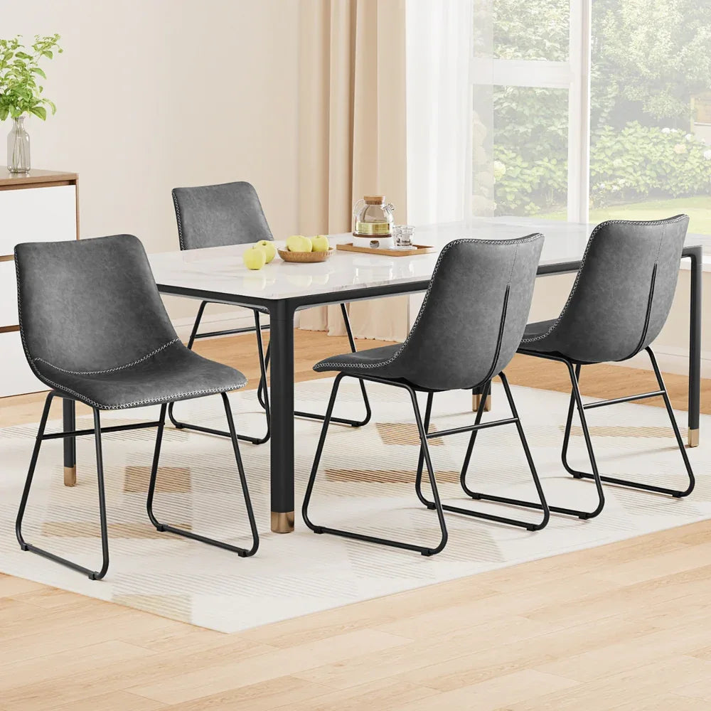 Artiss 4x Dining Chairs Retro PU Leather Kitchen Lounge Cafe Accent Chair Grey - Mekamart Australia