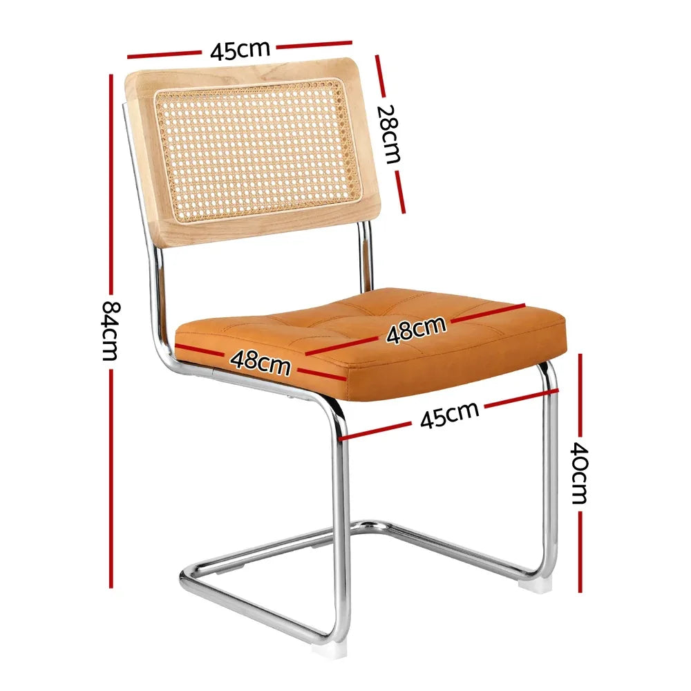 Artiss Dining Chairs Set of 4 PU Leather Rattan Cantilever Brown - Mekamart Australia