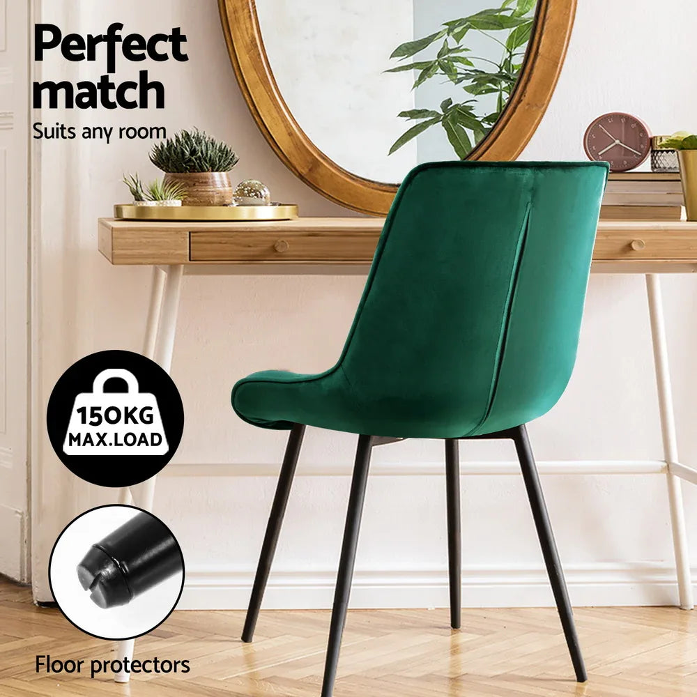 Artiss Dining Chairs Set of 4 Velvet Diamond Tufted Green - Mekamart Australia