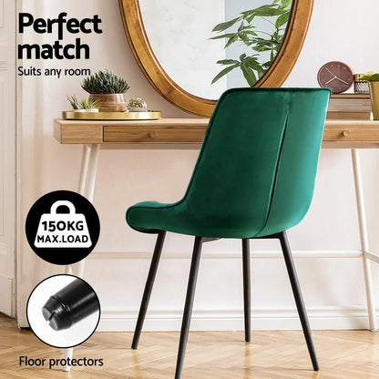Artiss Dining Chairs Set of 4 Velvet Diamond Tufted Green - Mekamart Australia